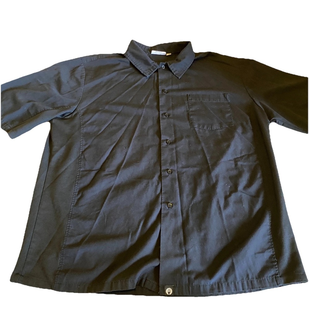 Chef Works‎ Short Sleeve Button Up T-Shirt Black Men's Size Extra Large Mens Top